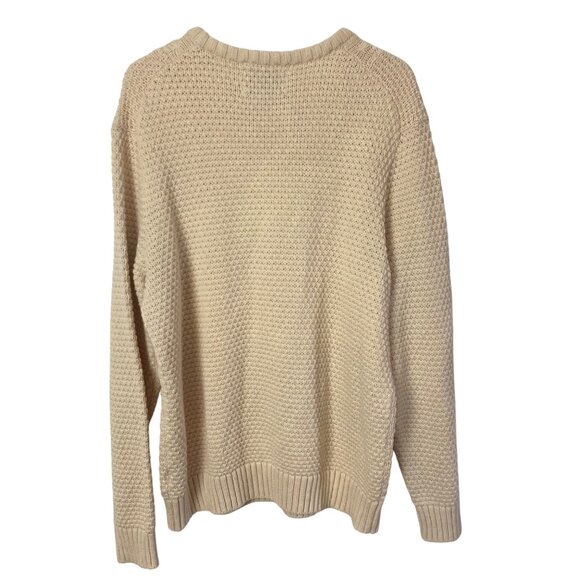 Old Navy Cable Knit Sweater Womens XL Ivory Cotton Blend Fisherman Preppy - Picture 5 of 6